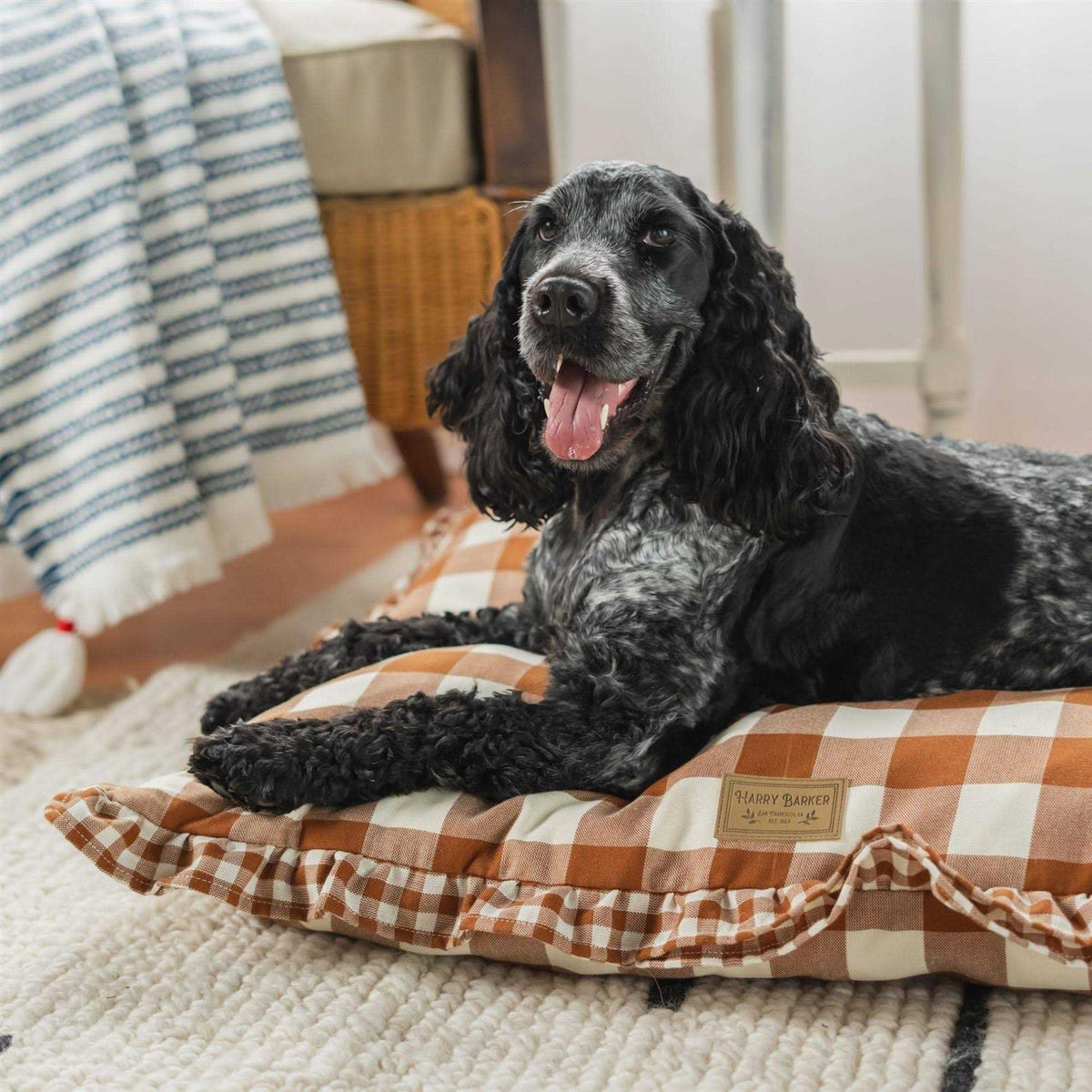 Brown Gingham Print Envelope Dog Bed F776664