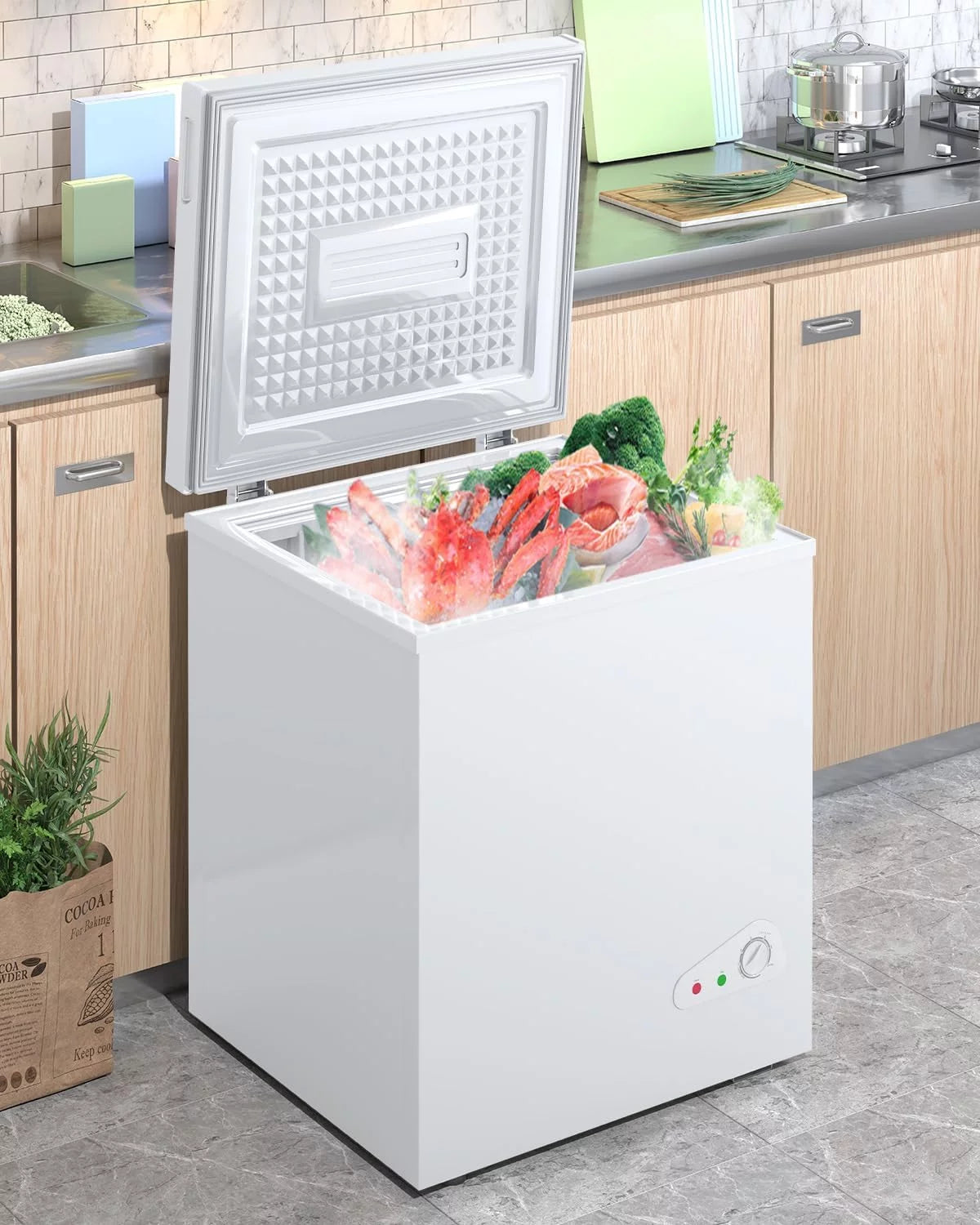 4.0 Cu ft Black Chest Freezer with Storage Basket B974732