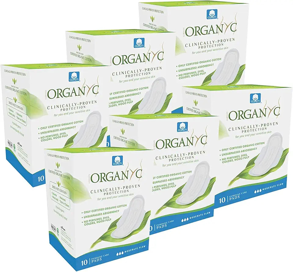 100% Organic Cotton Feminine Pads with Wings, 60 Count S356110