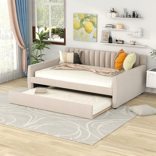 Twin Size Upholstered Daybed with Trundle W494
