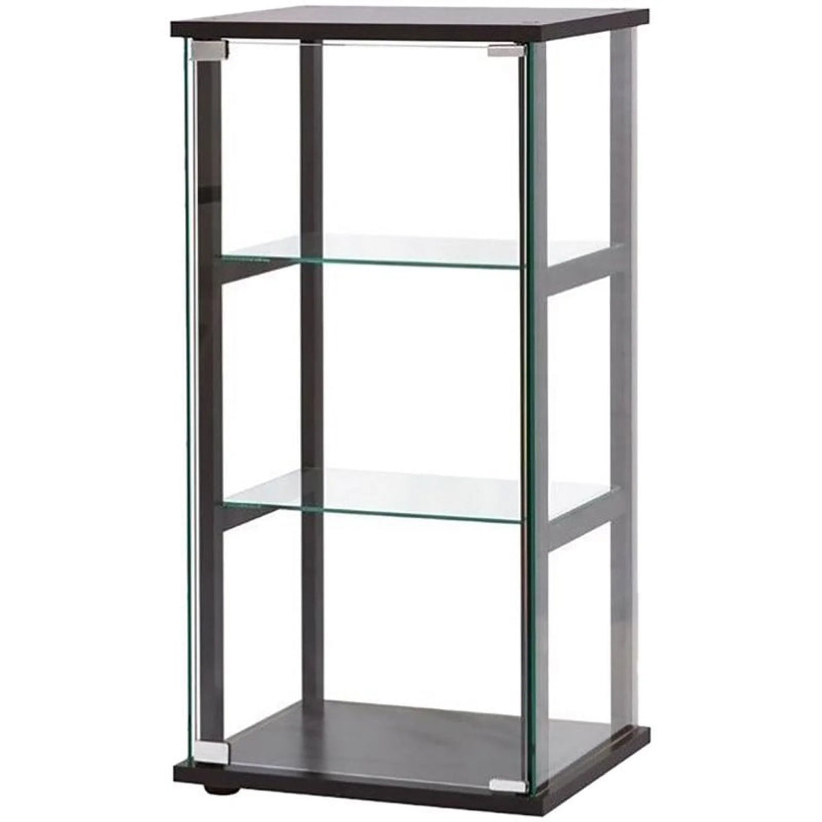2 Piece Glass Curio Cabinet Set with 4 Shelf and 3 Shelf in Black B302526