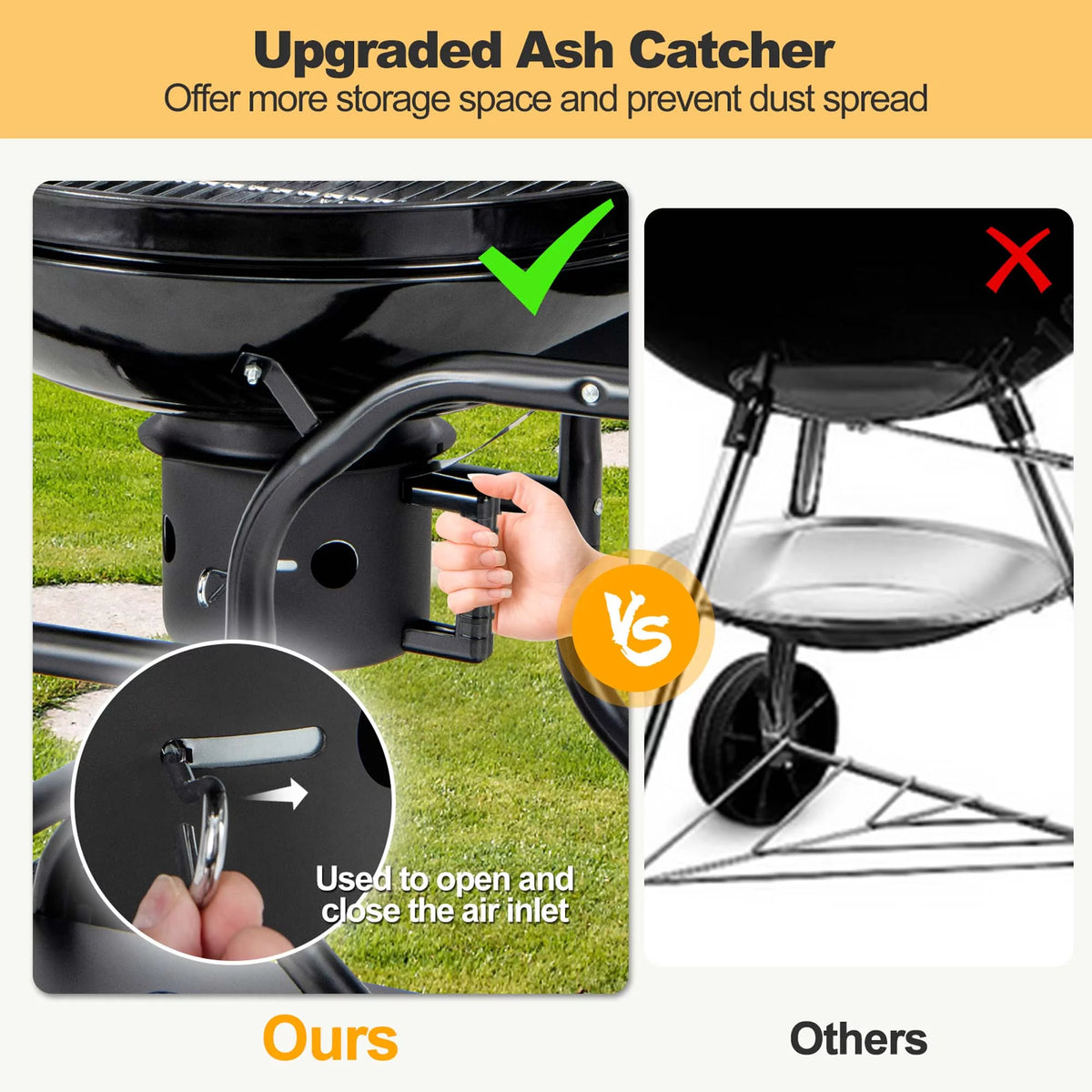 22 inch Charcoal BBQ Grill with Thermometer B540