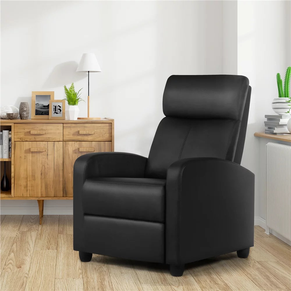 Faux Leather Push Back Recliner P4824