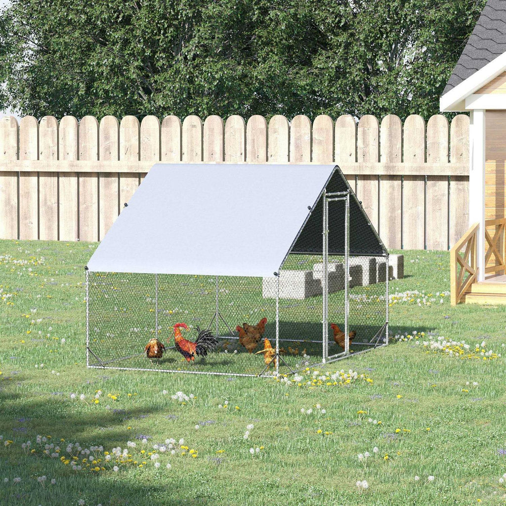 Large Metal Chicken Coop with Cover and Lockable Door U906448