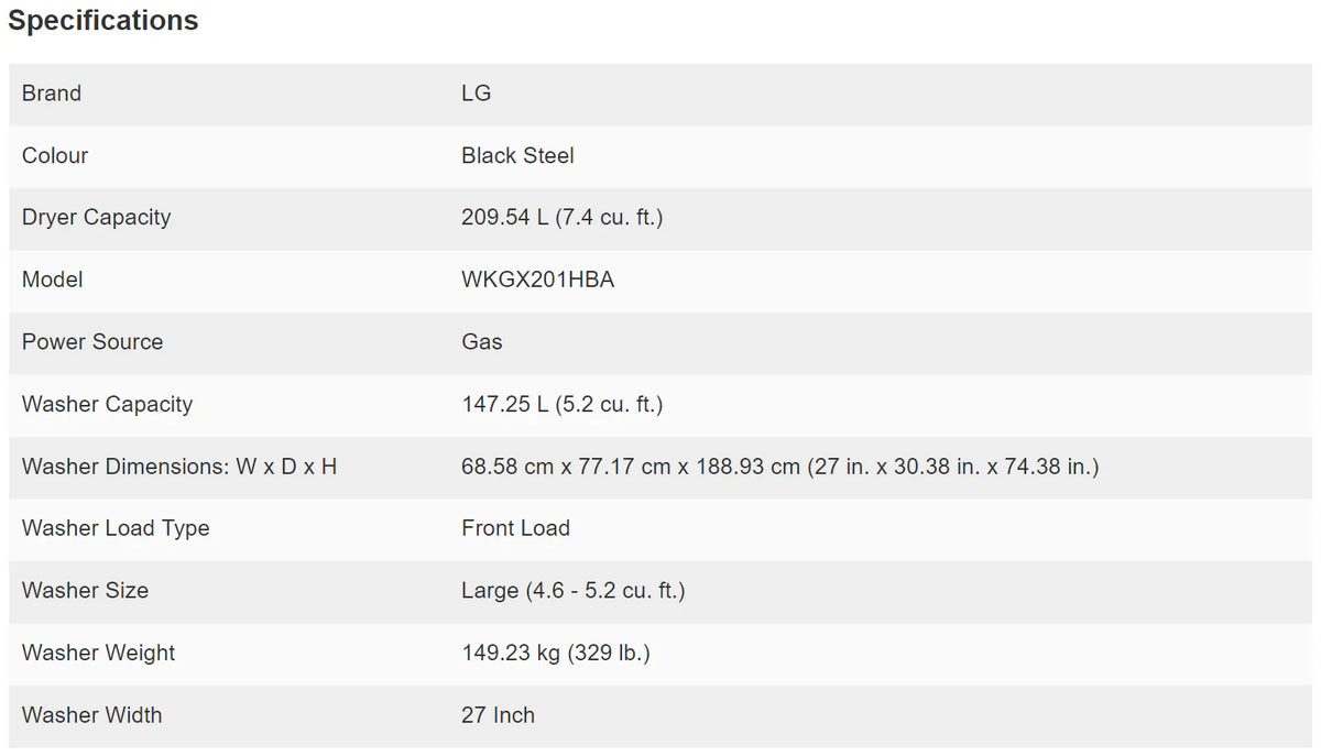 Black Steel Front Load Washtower with Centre Control 5.2 Cu. Ft. Steam Washer and 7.4 G920