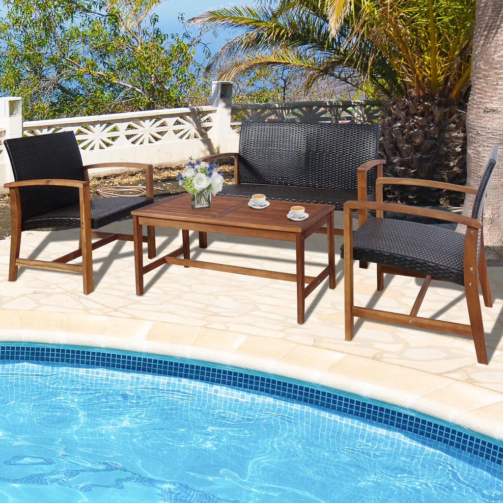 8 Pcs Acacia Wood Patio Conversation Set O428