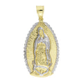 Virgin Mary Medallion Pendant 10K Yellow White Gold N4654