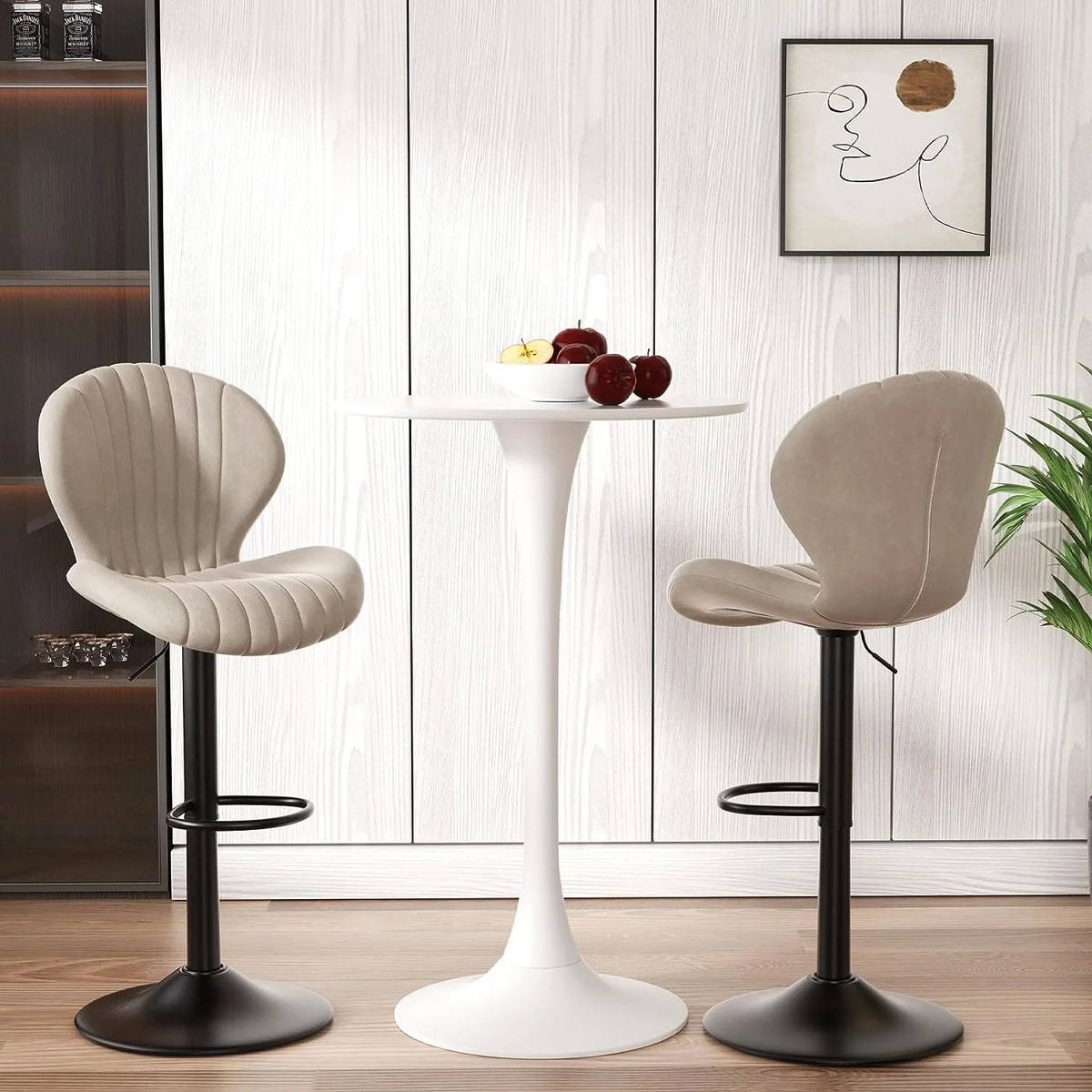 Swivel Bar Stools with High Backrest Set of 2 S533