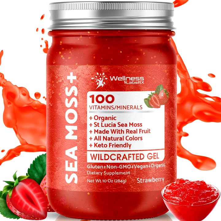 Organic Raw Wildcrafted Sea Moss Gel Strawberry Flavor 10 oz P24414