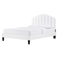 King Size White Velvet Platform Bed Frame M89954