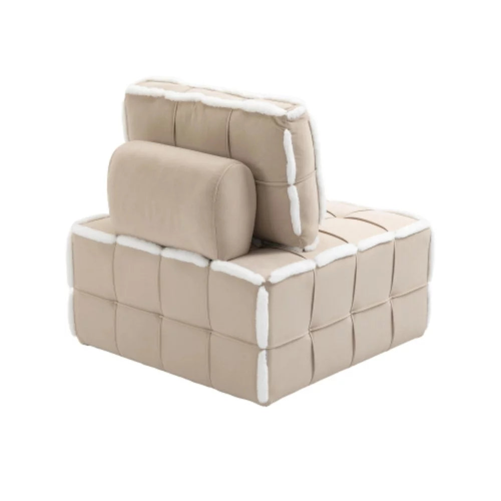 Beige Upholstered Armless Accent Sofa Chair P97384