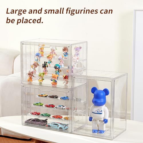 Acrylic 3 Layer Adjustable Display Case with Magnetic Door 2Pack R585