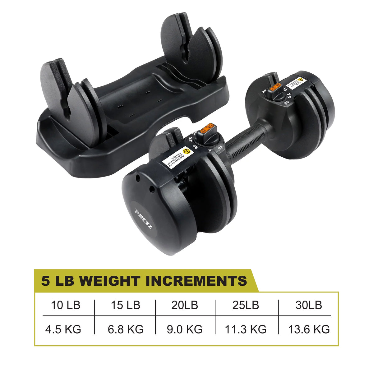 10-30lb Quick Select Adjustable Dumbbell Pair with Stand M2856