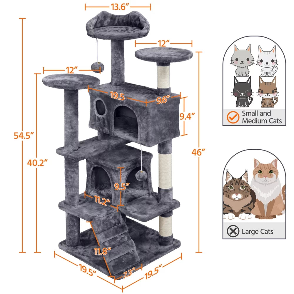 Dark Gray Cat Tree Condo with Scratching Post Tower V144128
