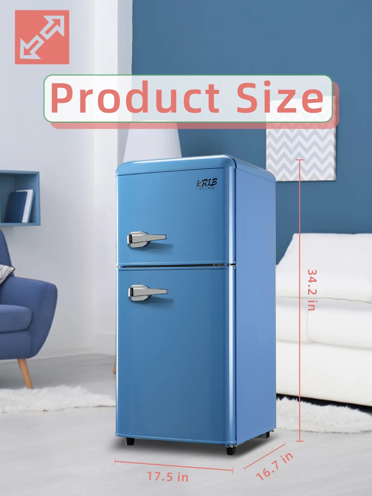 Blue 3.5 Cu.ft Mini Fridge with Freezer P8649