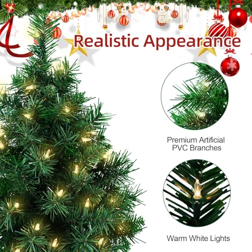 Mini Artificial Christmas Tree 22 Inch with 35 Warm White Lights Y1971