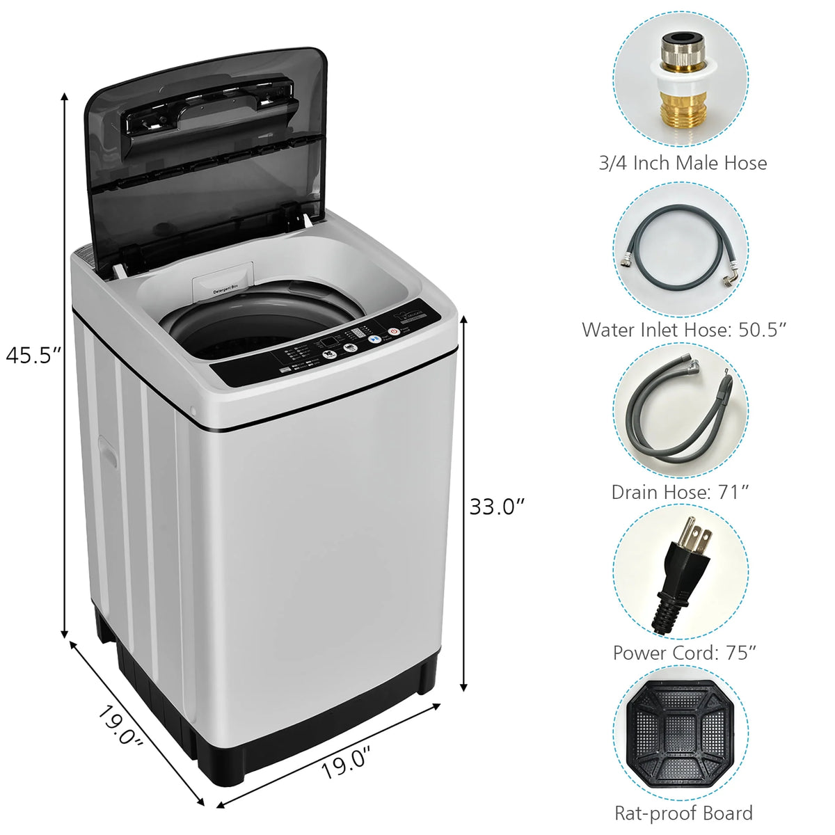 1.5 Cu.Ft 11 LBS Full-Automatic Washer & Dryer Grey V178