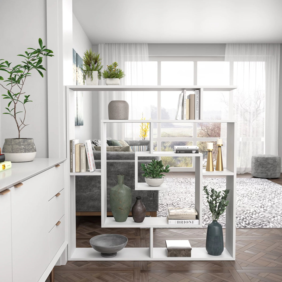 4 Tier White Modern Bookcase U150