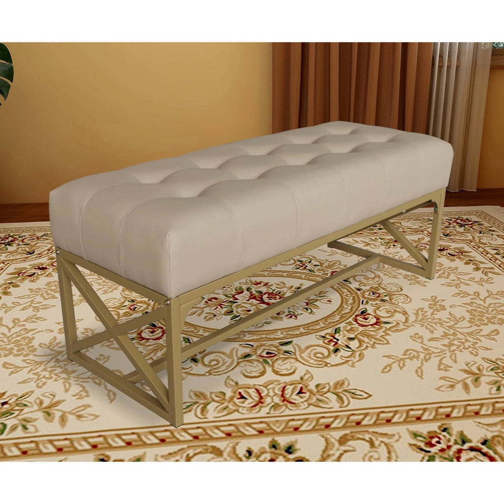 Faux Leather Bench 40.2 Inches Gold K703989