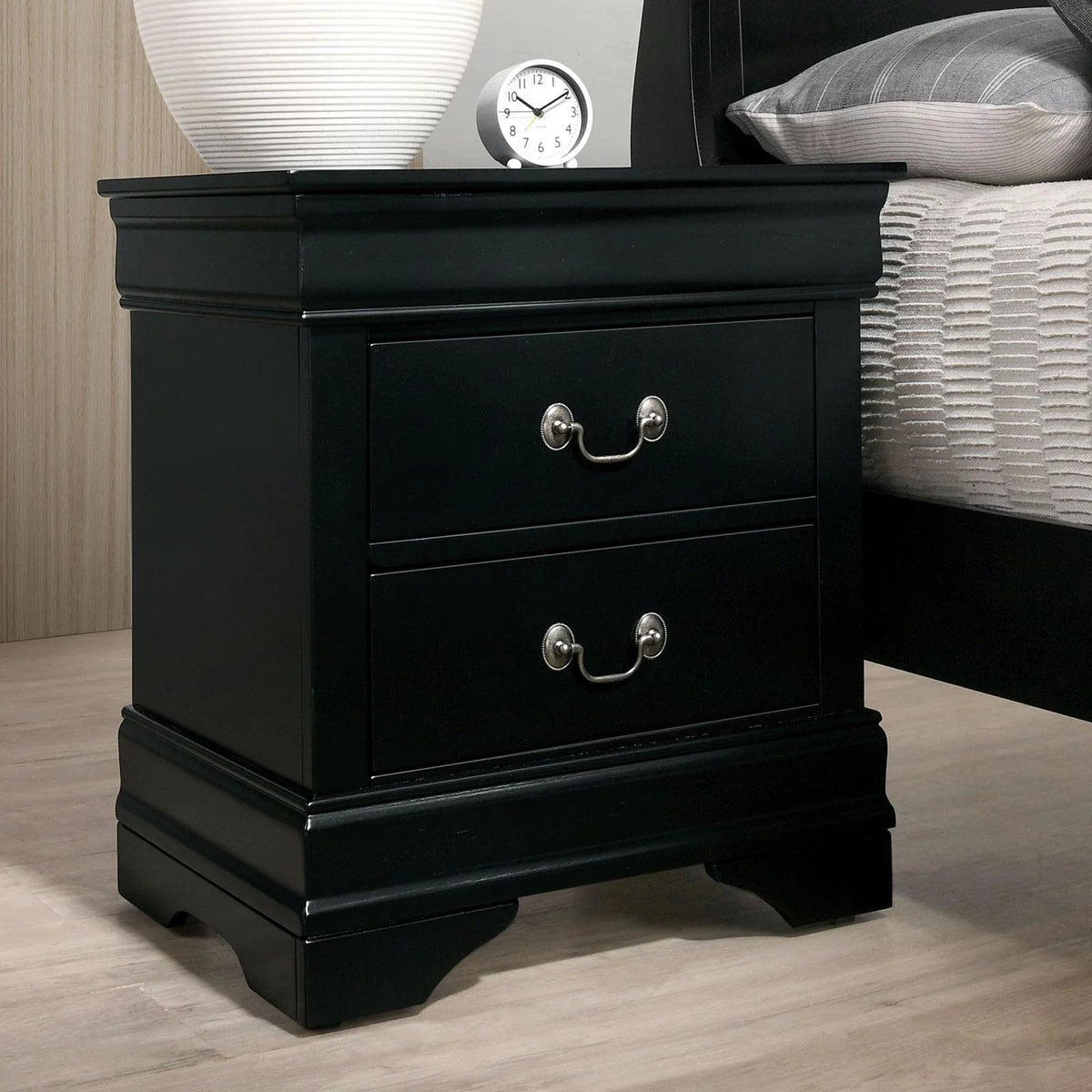 Black Solid Wood 5pcs Bedroom Set B45670