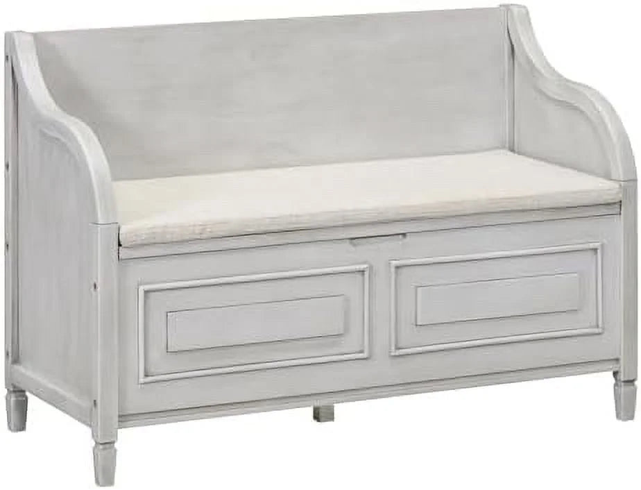 Espresso Wooden Entry Bench with Hidden Compartments and Removable Cushion D4055