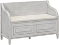 Espresso Wooden Entry Bench with Hidden Compartments and Removable Cushion D4055
