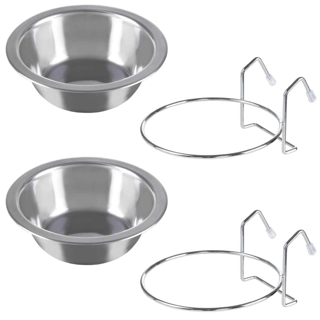 Set of 2 Stainless-Steel Hanging Dog Bowls F240