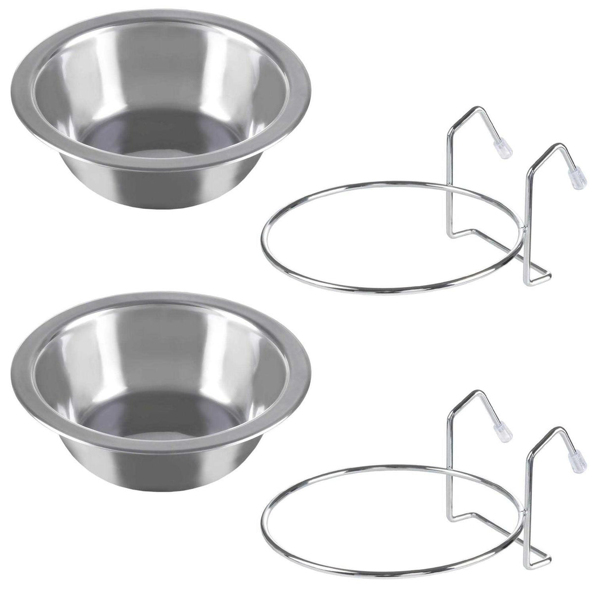 Set of 2 Stainless-Steel Hanging Dog Bowls F240