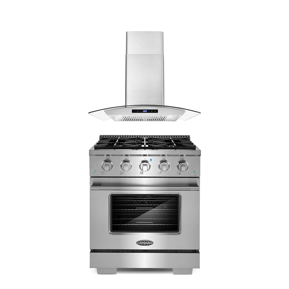 2 Piece Kitchen Appliance Package with Gas Range and Wall Mount Range Hood R678