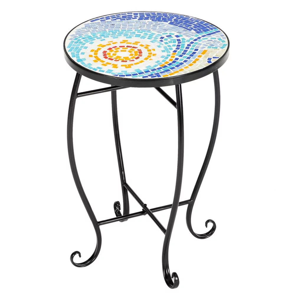 Outdoor Ceramic Tile Iron Frame Side Table S58700