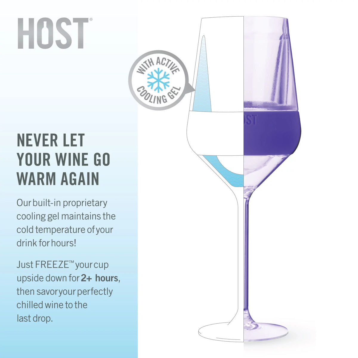 Double-Walled Stemmed Wine Glasses with Cooling Gel, 6.5 Oz, Set of 4 A137