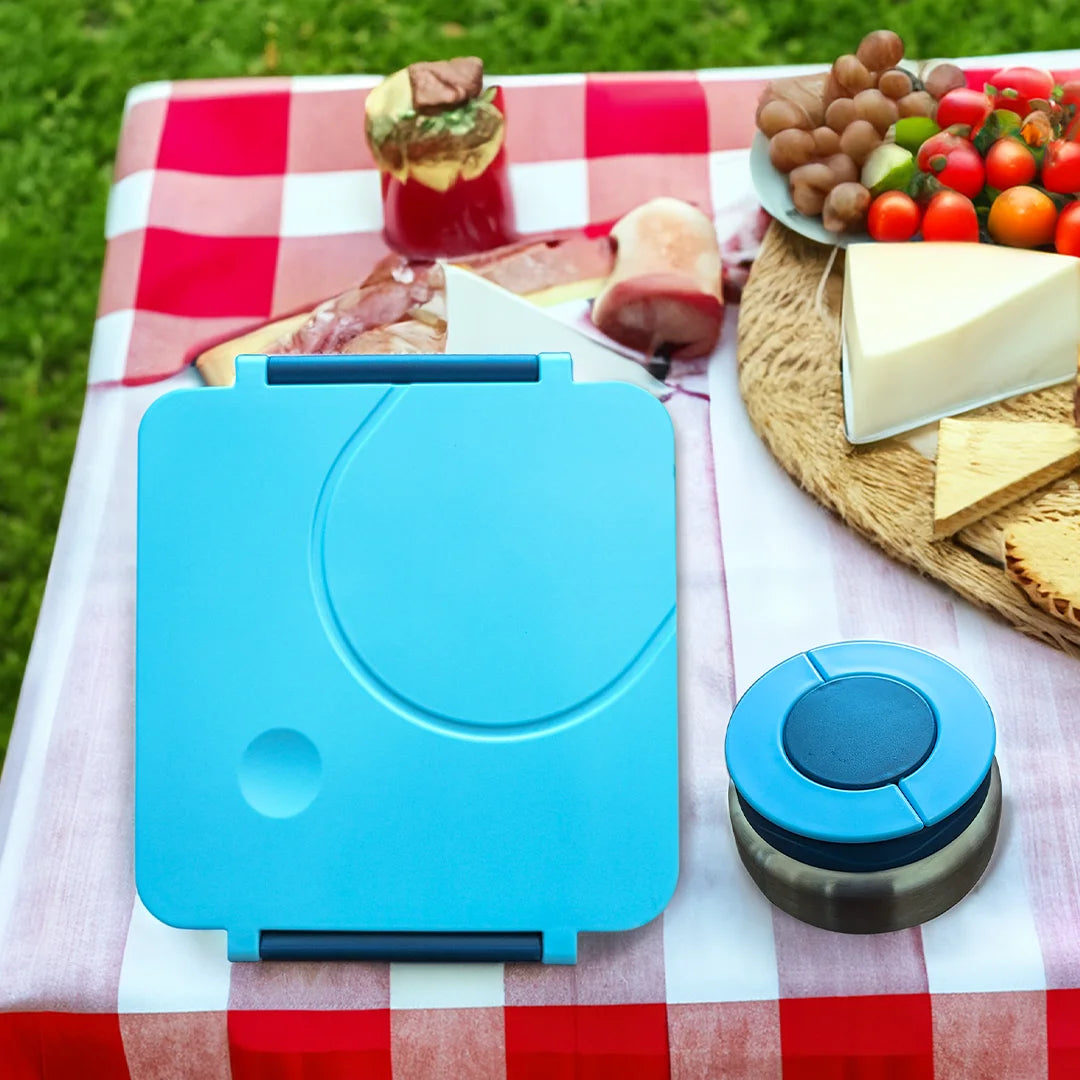 Blue Leak Proof Bento Box with Thermos Food Jar B86016
