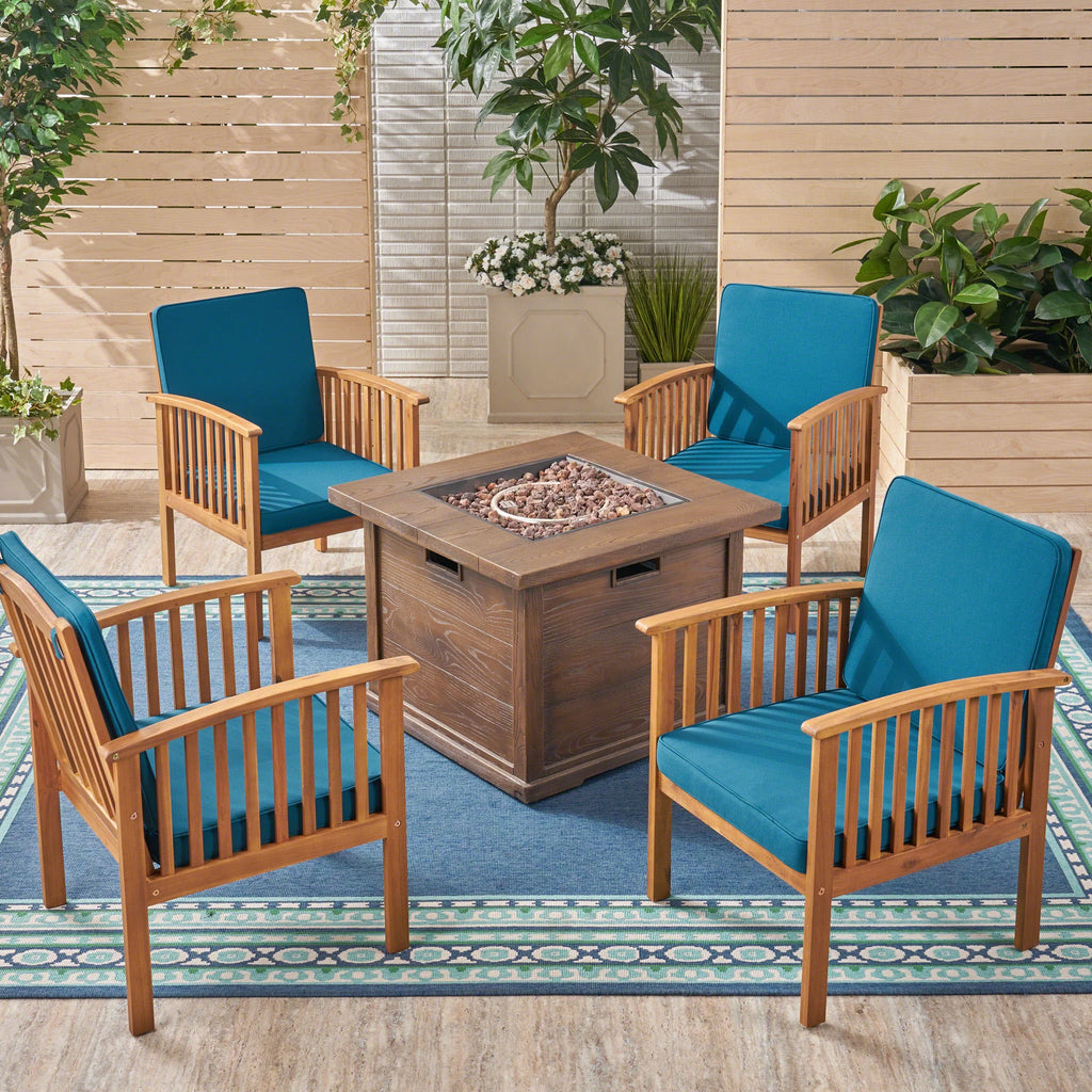 Brown Patina and Dark Teal Acacia Wood Club Chairs W733
