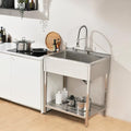 Stainless Steel Freestanding Utility Sink with Faucet N679328