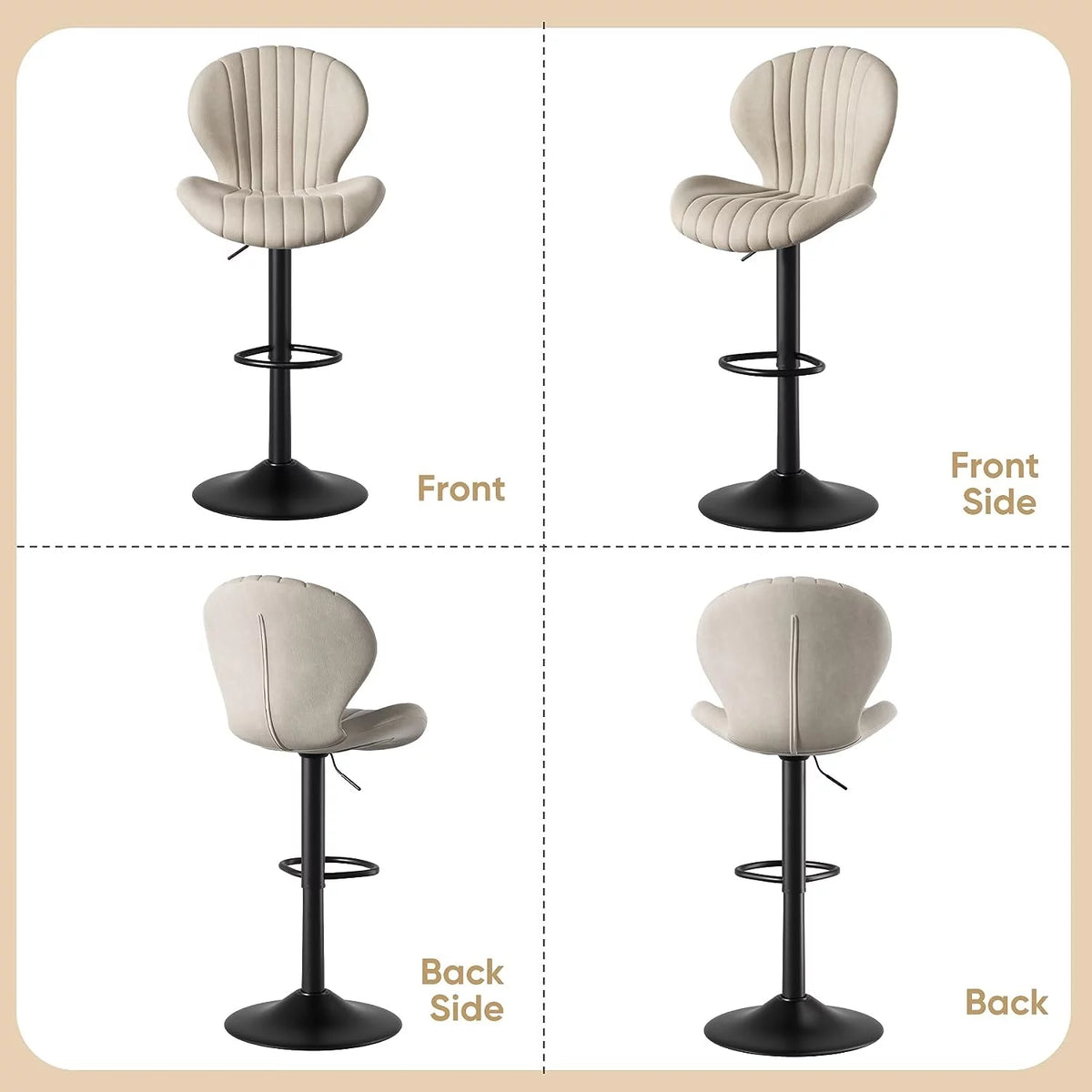 Swivel Bar Stools with High Backrest Set of 2 S533
