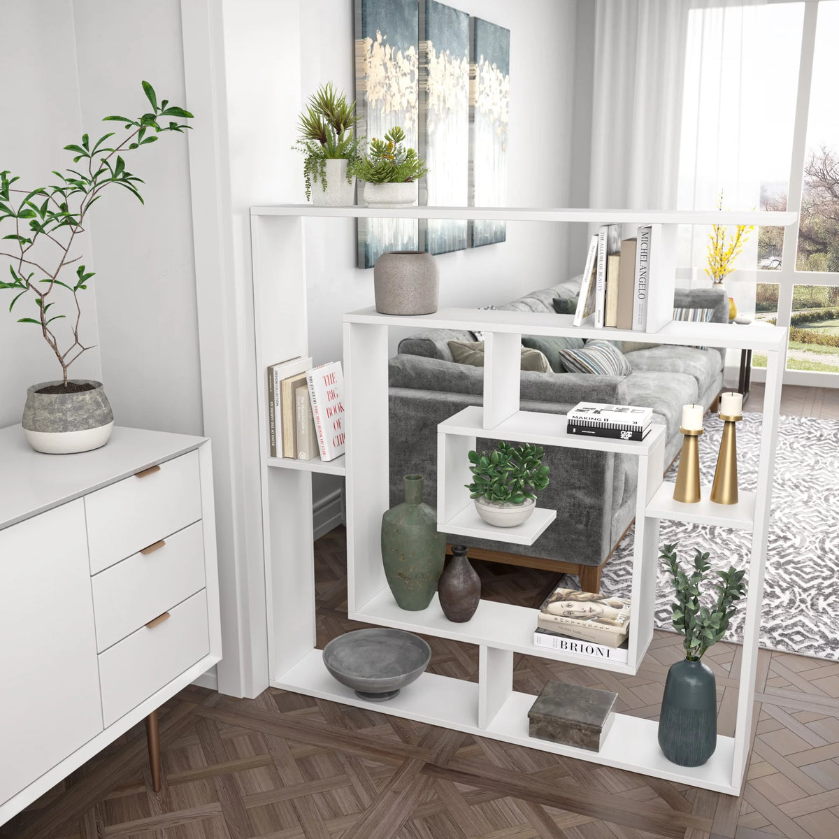 4 Tier White Modern Bookcase U150