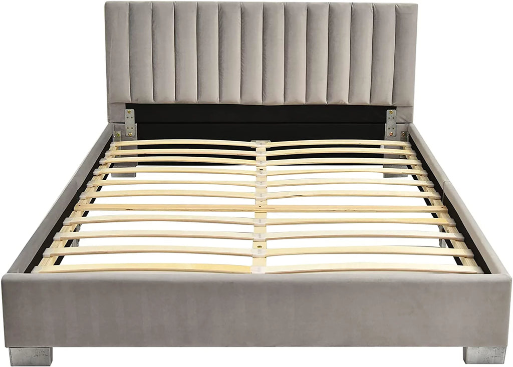 Navy Upholstered Full Size Platform Bed Frame Y9478