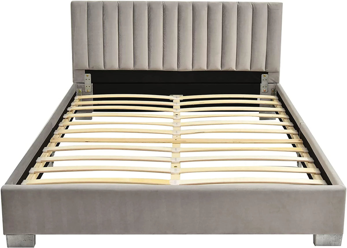 Navy Upholstered Full Size Platform Bed Frame Y9478