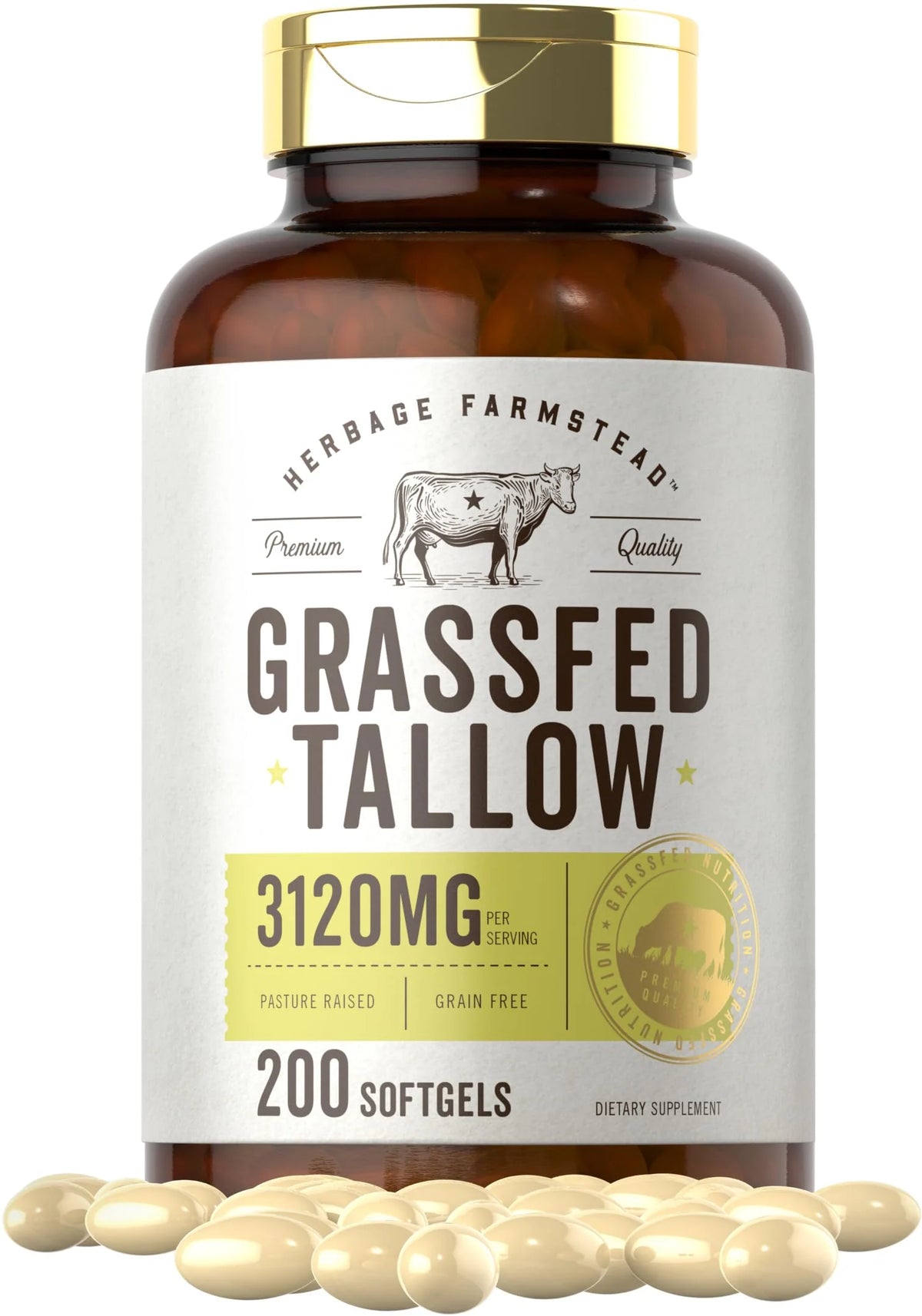 Grass Fed Beef Tallow 3120mg 200 Softgel Capsules G425810