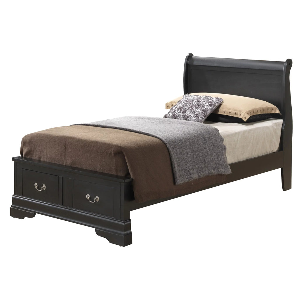 Black Twin Size Storage Sleigh Bed Z35635
