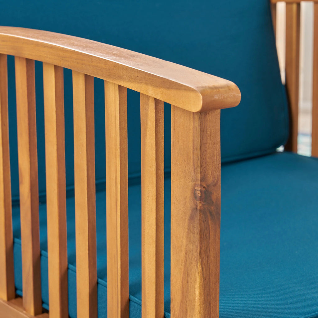 Brown Patina and Dark Teal Acacia Wood Club Chairs W733