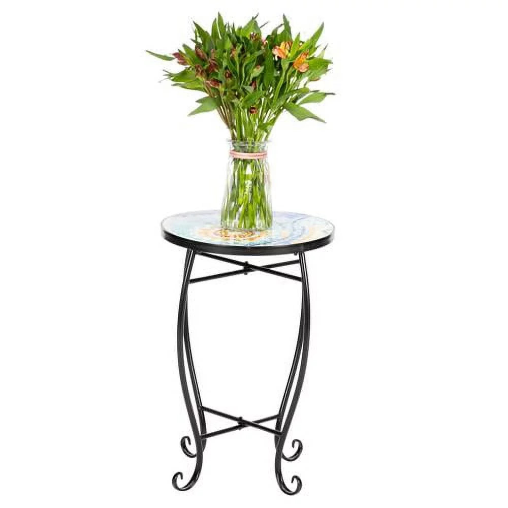 Outdoor Ceramic Tile Iron Frame Side Table S58700