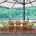 9 Piece Teak Wood Patio Dining Set with Extension Table and Folding Chairs C9750