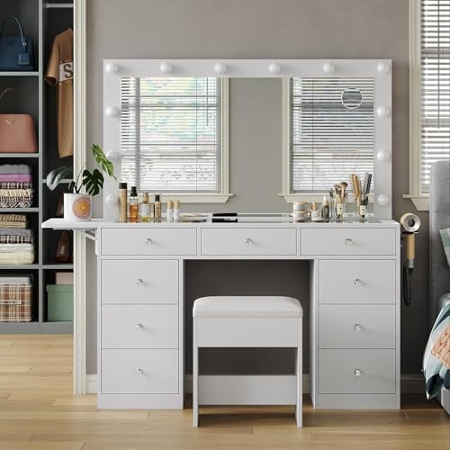 Vanity Desk with Mirror and 9 Drawers A929474
