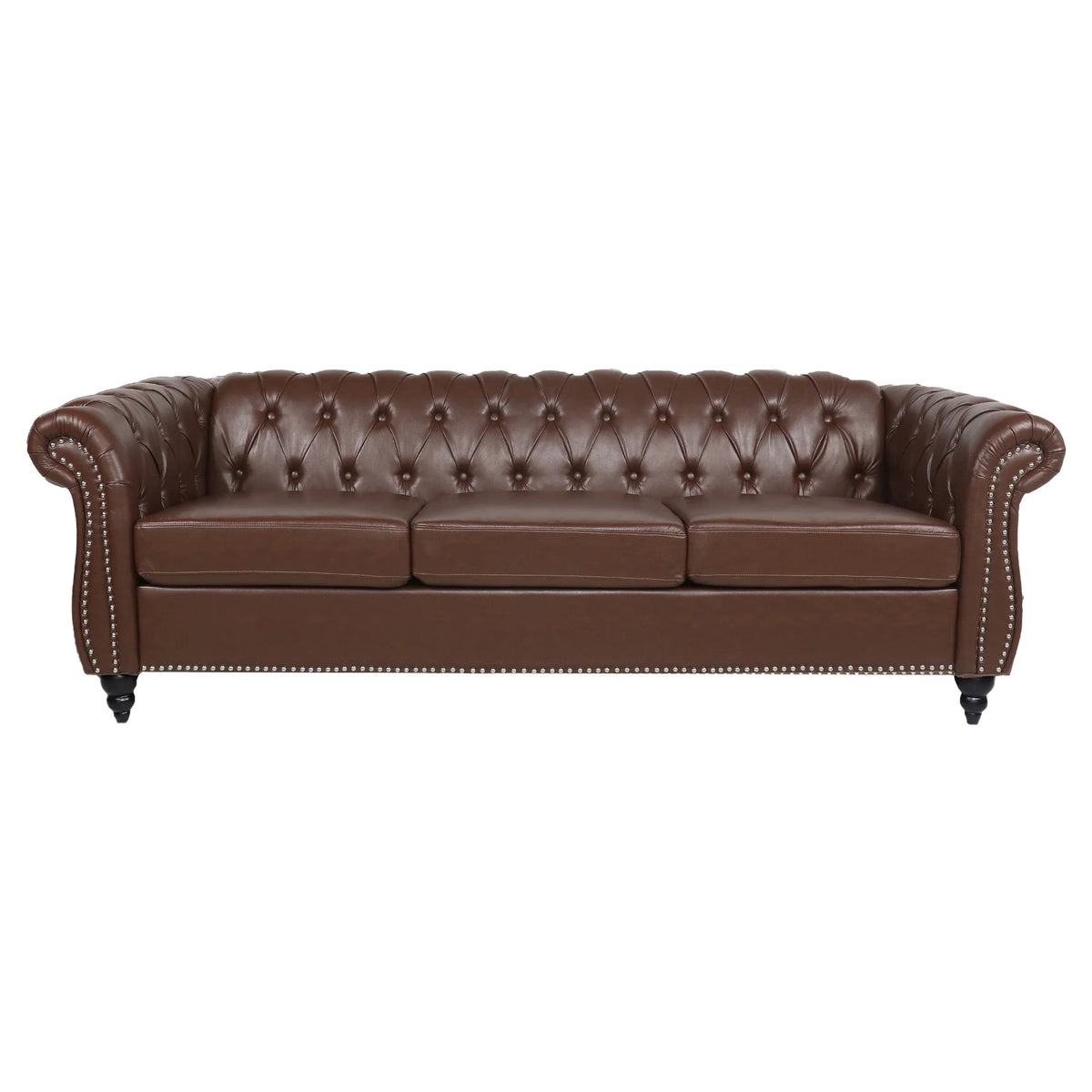 Brown 3 Seater Faux Leather Sofa U663935