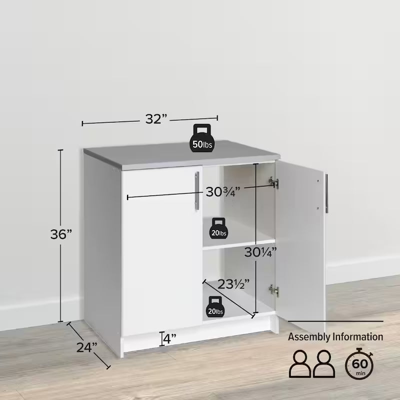 White Wood Freestanding Garage Cabinet O5509