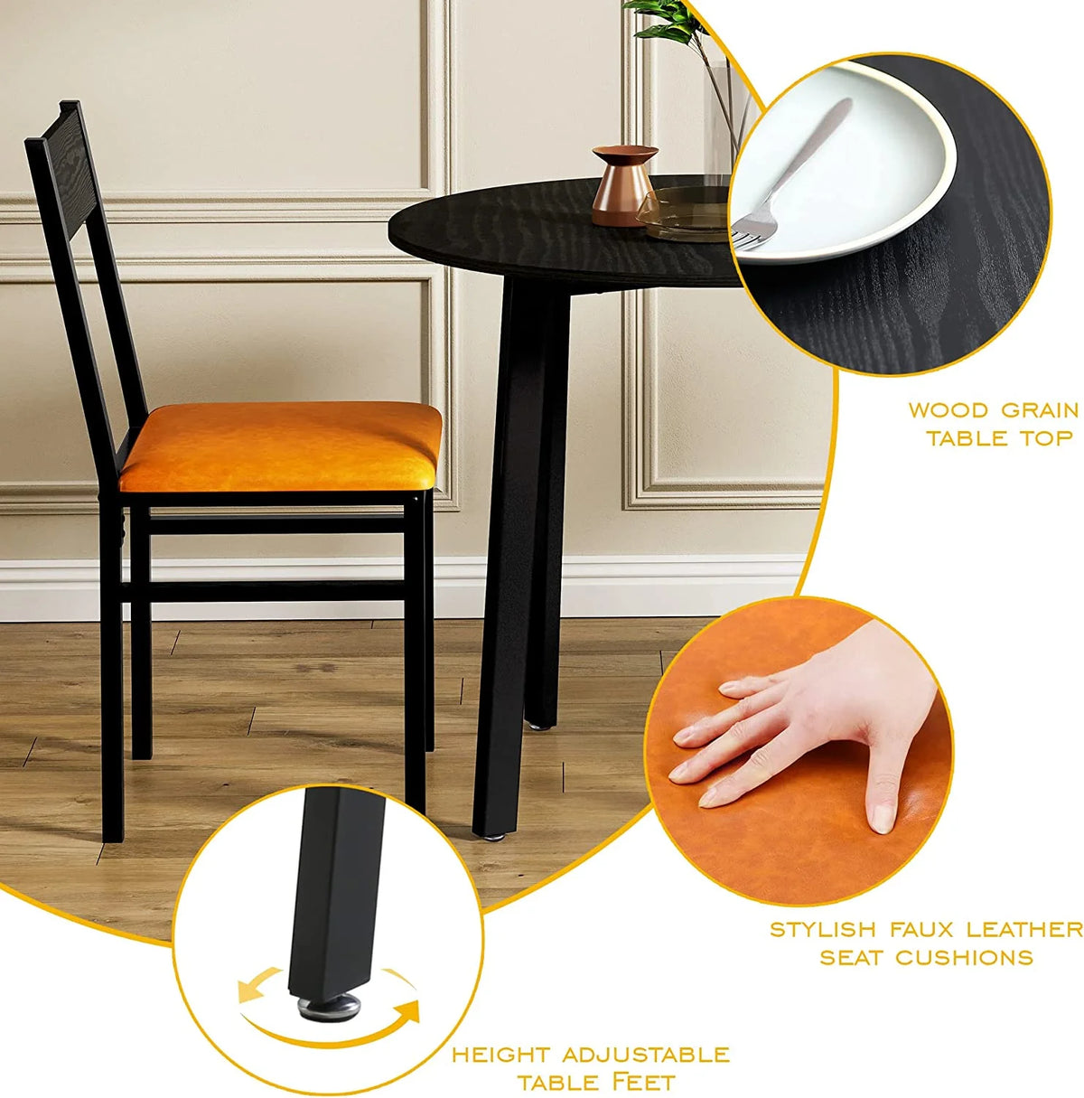 3 Piece Dining Table Set with Cushioned Chairs X67389