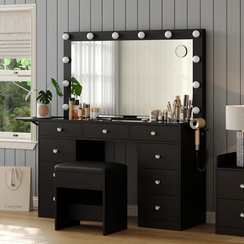 Vanity Desk with Mirror and 9 Drawers A929474