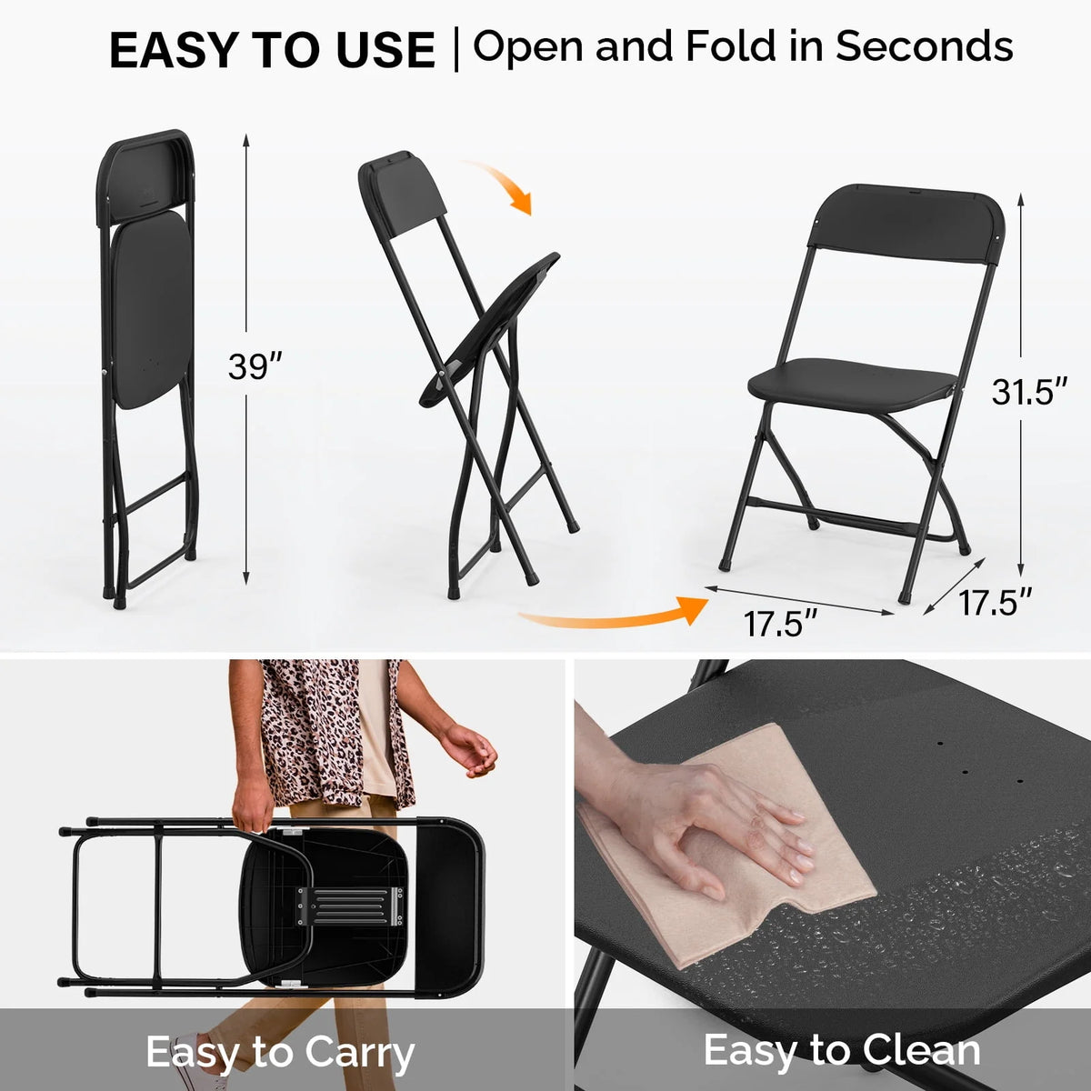White 10 Pack Plastic Folding Chair V350