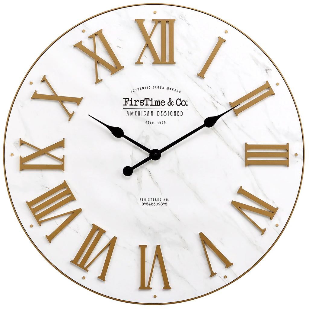 Gold and White Analog Wall Clock W1808